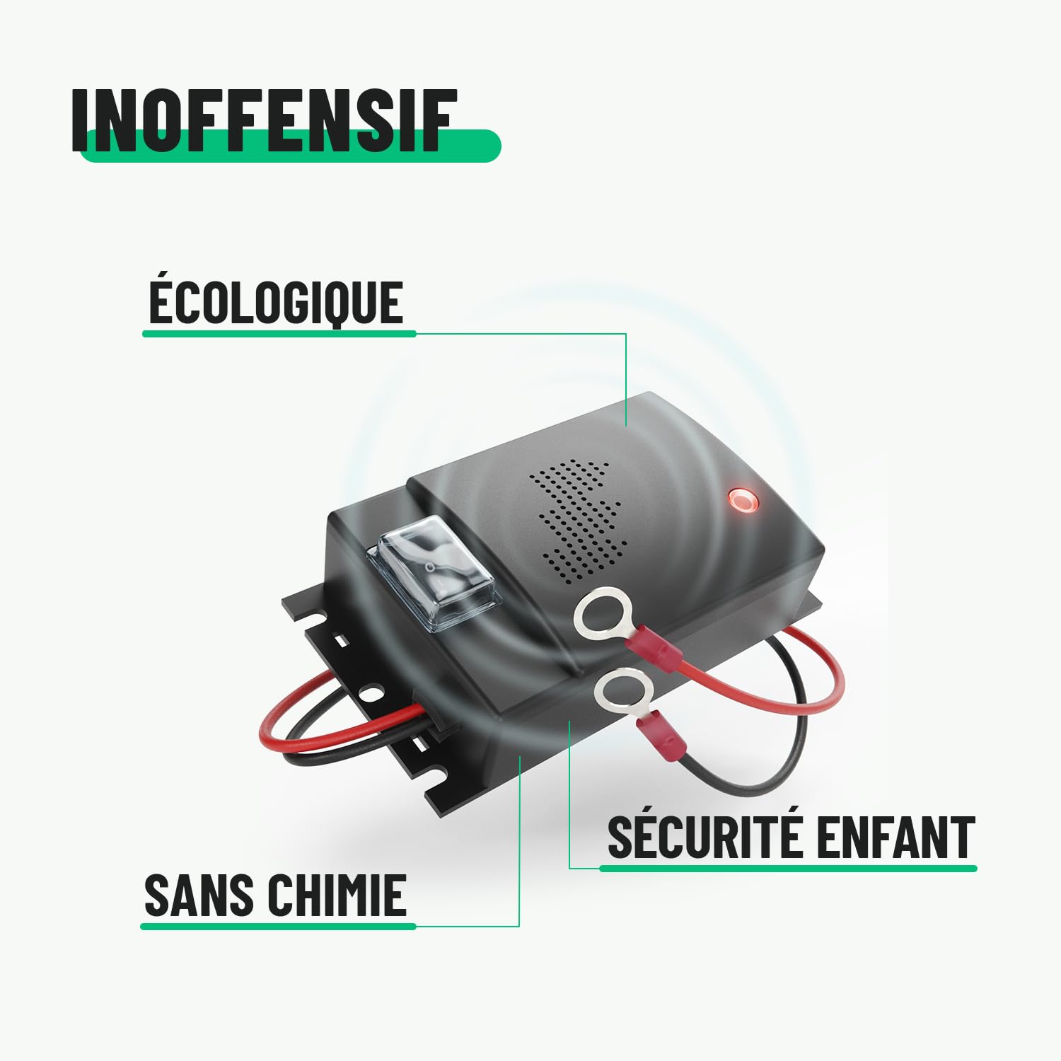 greate Repulsif Rongeur pour Voiture avec Connexion Batterie 12V - Répulsif Anti Rongeur Voiture - Ultrason Anti Fouine et Martre