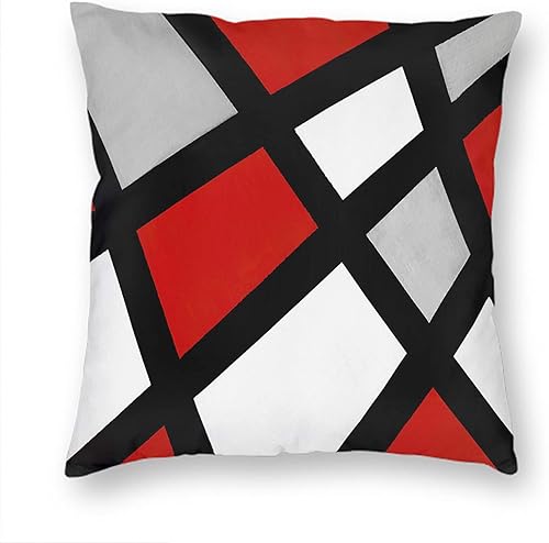Miniatura 1 de VERSUSWOLF Fundas de almohada rayas acrílico rojo gris negro blanco moderno decoración del hogar sofá funda de almohada cuadrado suave fundas de