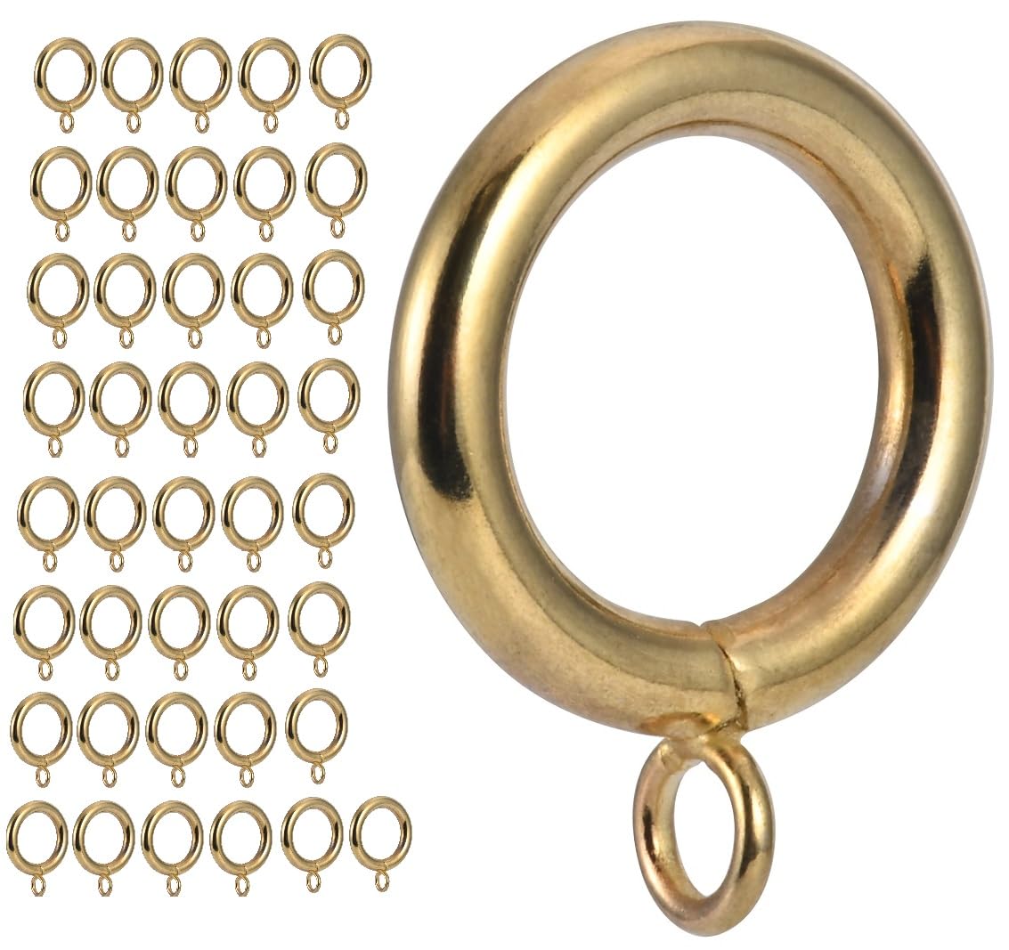 Curtain Ring Metal 42-Pcs 1.0 Inch Inner Diameter with Eyelets Fit Up to 0.8 Inch Rod Large Wire Diameter (Gold-42pcs)