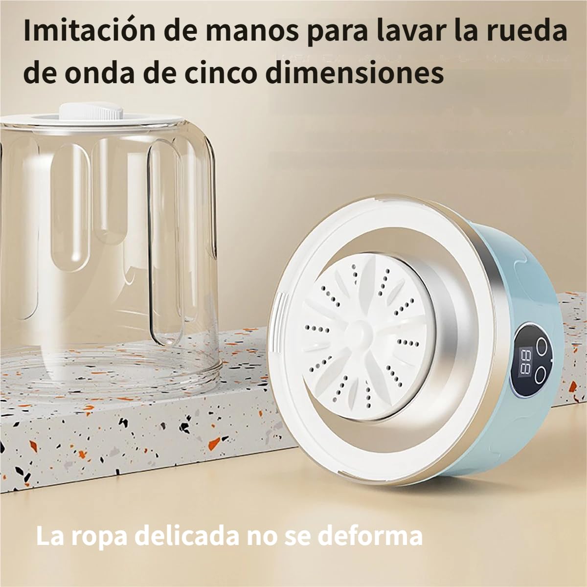 Minilavadora de Trapos, Mini Washer Machine Portátil - Mini Lavadora para Trapos de Cocina y Ropa Interior, Mini Washing Machine con Centrifugado para Limpieza Higiénica (Blanco) - 4