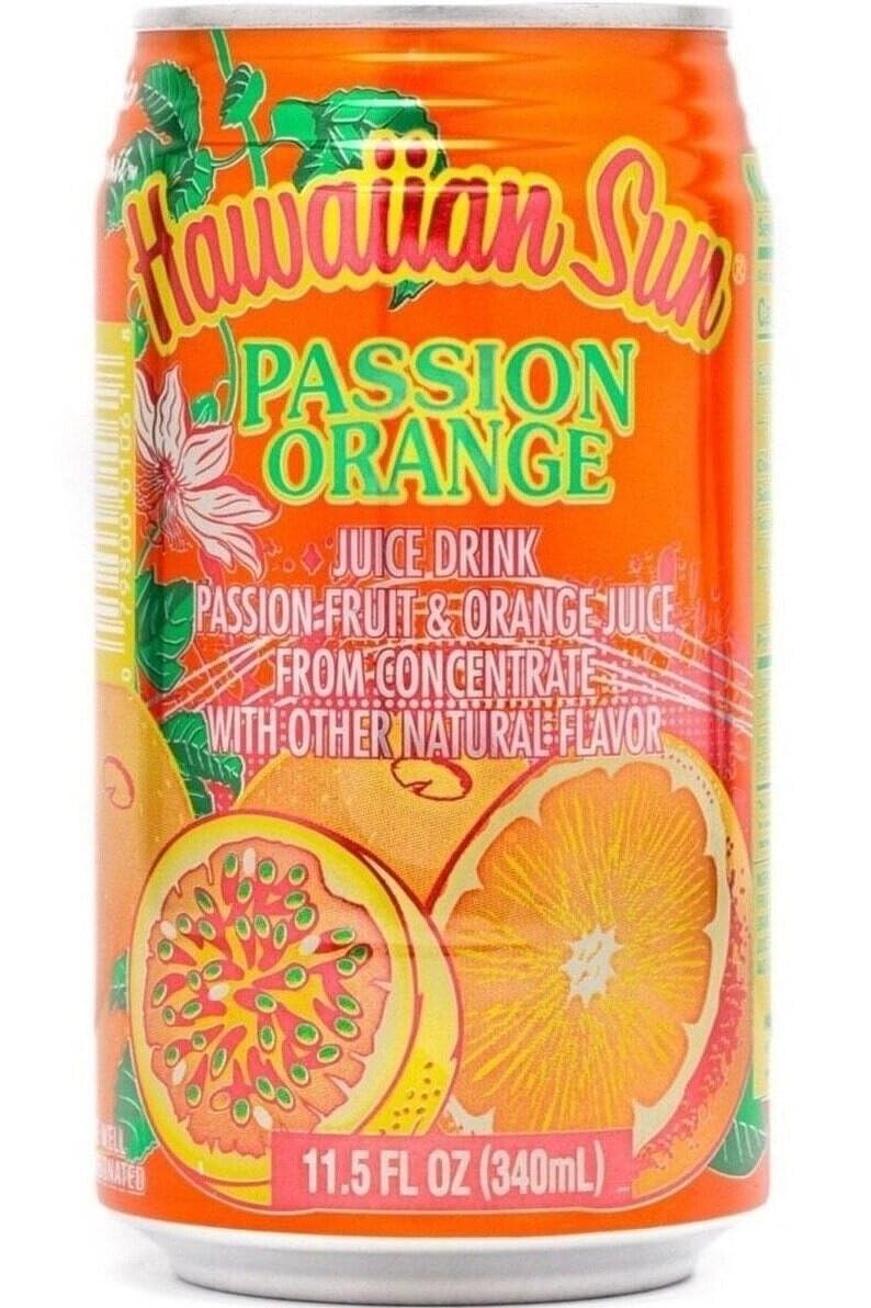 Hawaiian Sun Tropical Island Fruit Juice (Passion Orange) (Pack of 6 Cans, 11.5 fl.oz) Made in Hawaii, Bundled by MPJ | Hawaii's Finest Drink, Perfect for Events & Gatherings | Authentic Taste of Paradise, Cool & Refreshing. The Best Beach/Pool Day Beverage!