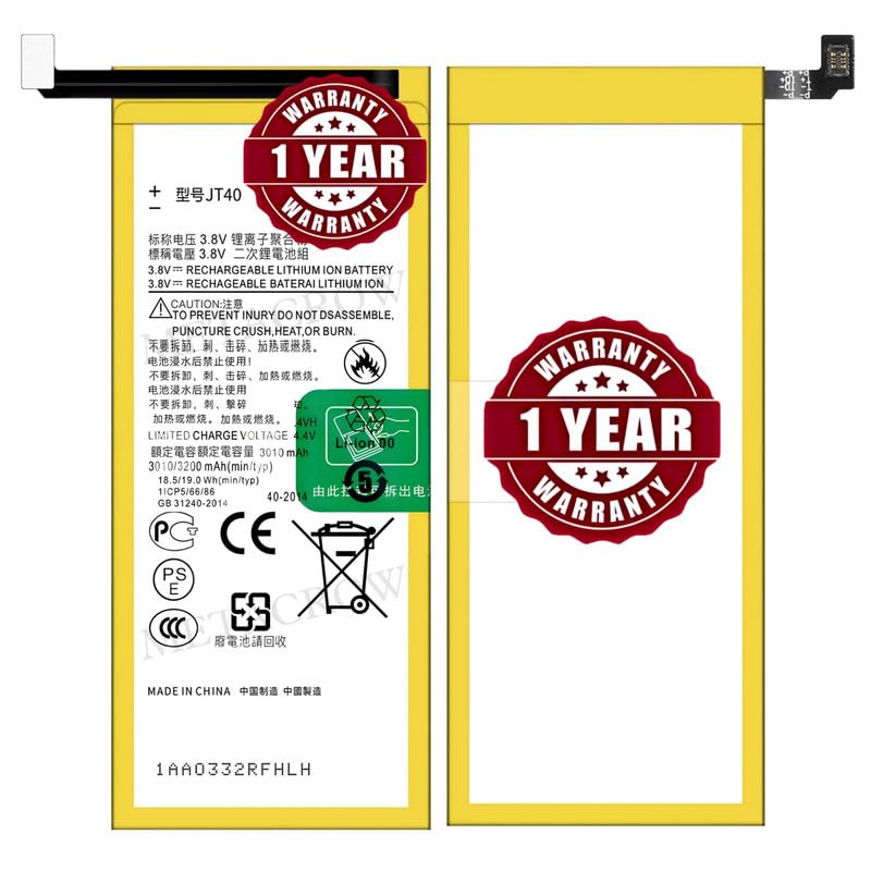 Image of Original JT40 Battery Compatible for Motorola Moto G6 Plus (XT1926, XT1926-1, XT1926-2, XT1926-3, XT1926-5, XT1926-6, XT1926-8, XT1926-9) - (3200mAh) - 1 Year Warranty JK1
