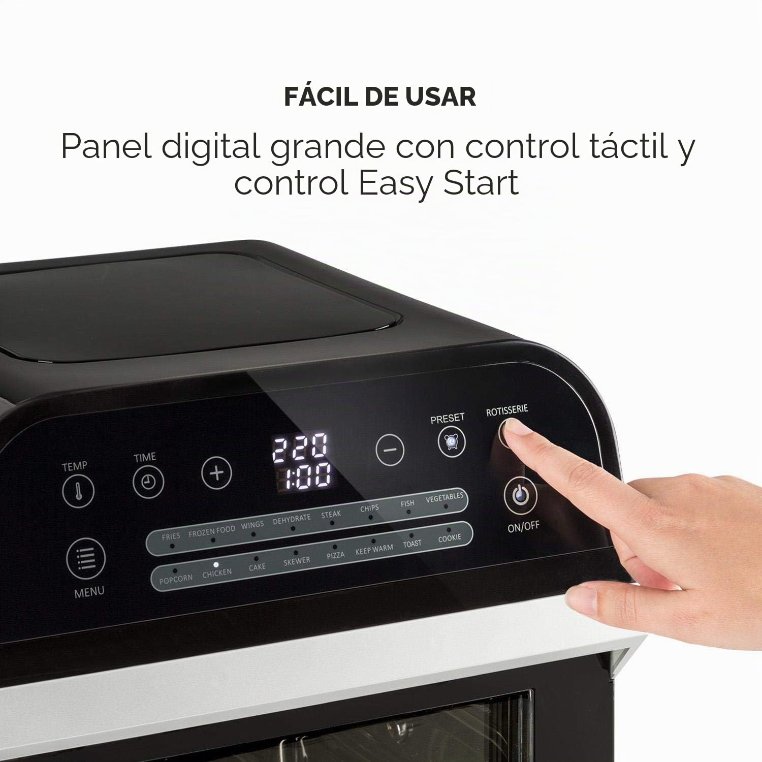 Klarstein AeroVital Cube - Freidora de aire caliente sin aceite, Sistema 3D Heating, 1600W, 12L, 16 programas, Tecnología Highspeed-convection, Programable, 50-230°C, 5 piezas, Negro
