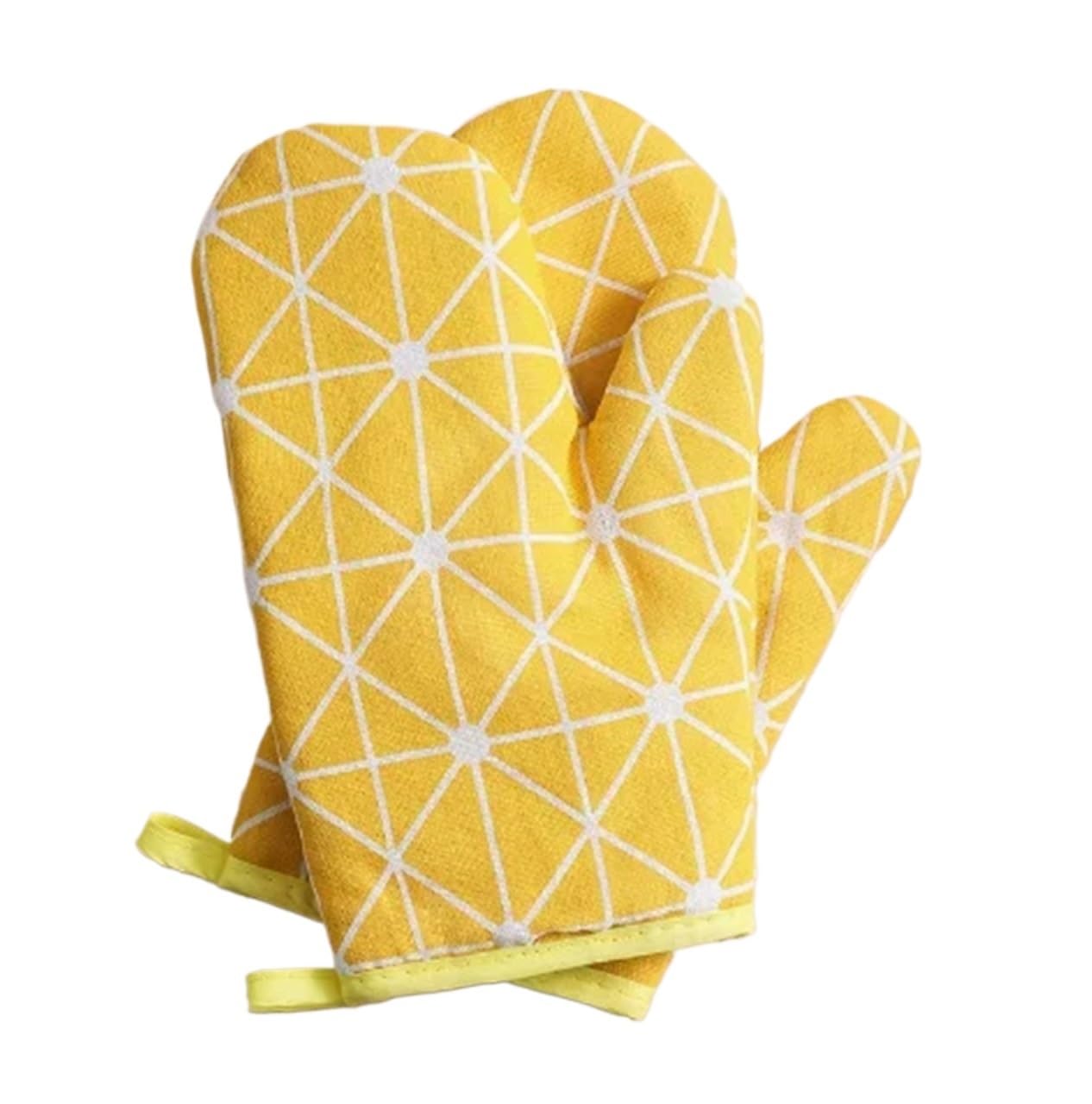 Clarture 2pcs High-Temperature Insulated Oven Mitts - Safe Kitchen Baking Gloves for Cooking and Grilling(Yellow)