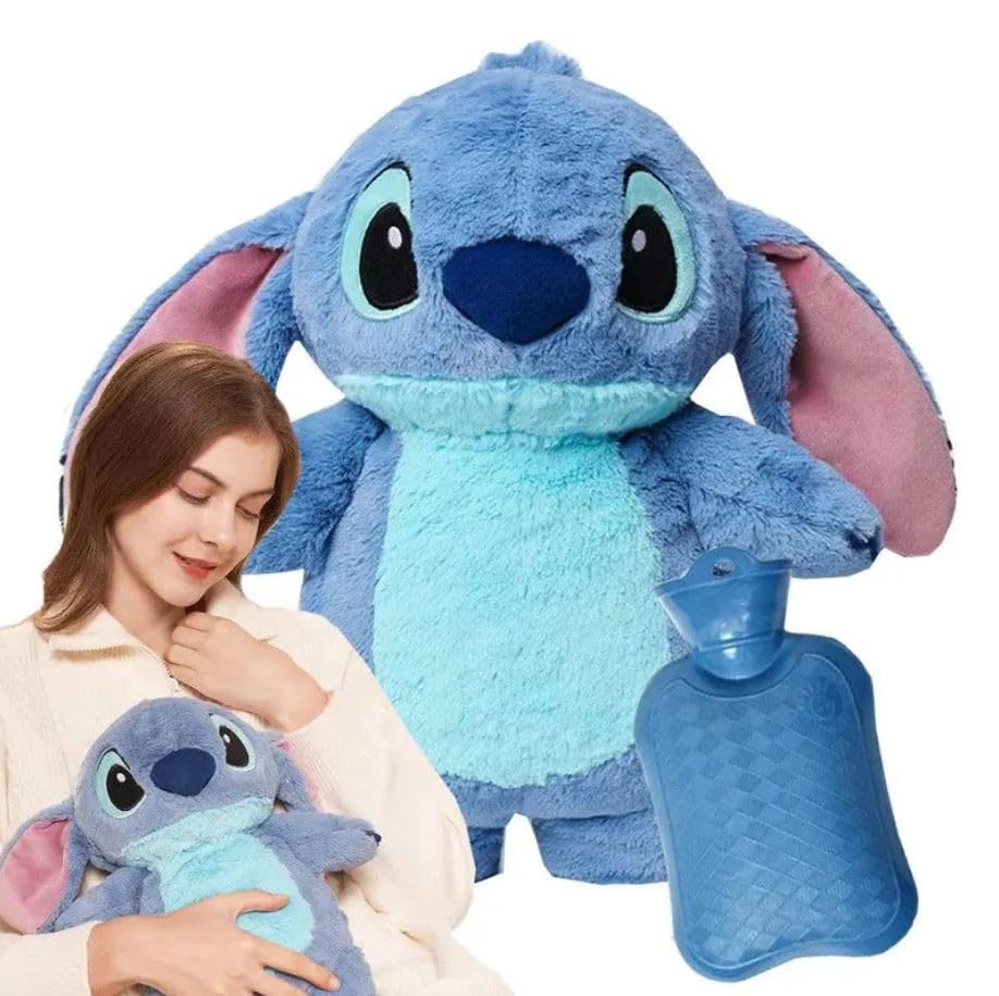 Image of Storescent Stitch Soft Toy with Hot Water Bag | Plush Cartoon Animal Toy for Comfort & Warmth | Multipurpose Plush Toy Hot Water Bag for Kids & Adults - Random Color 35cm