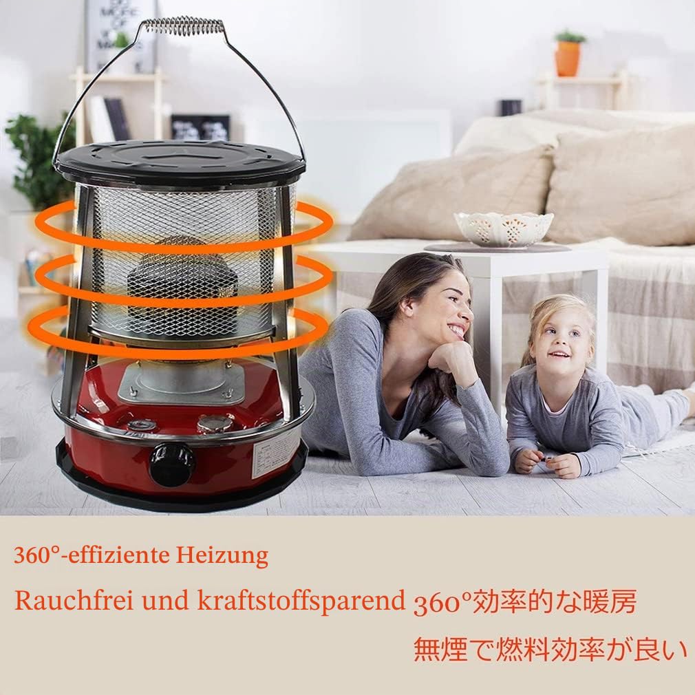 Rauchfreier tragbarer Petroleumofen – effiziente 2-in-1 Paraffin-Heizung für Winter-Raumheizung – einstellbare Feuerkraft – ideal für Zelte und Petroleumheizung