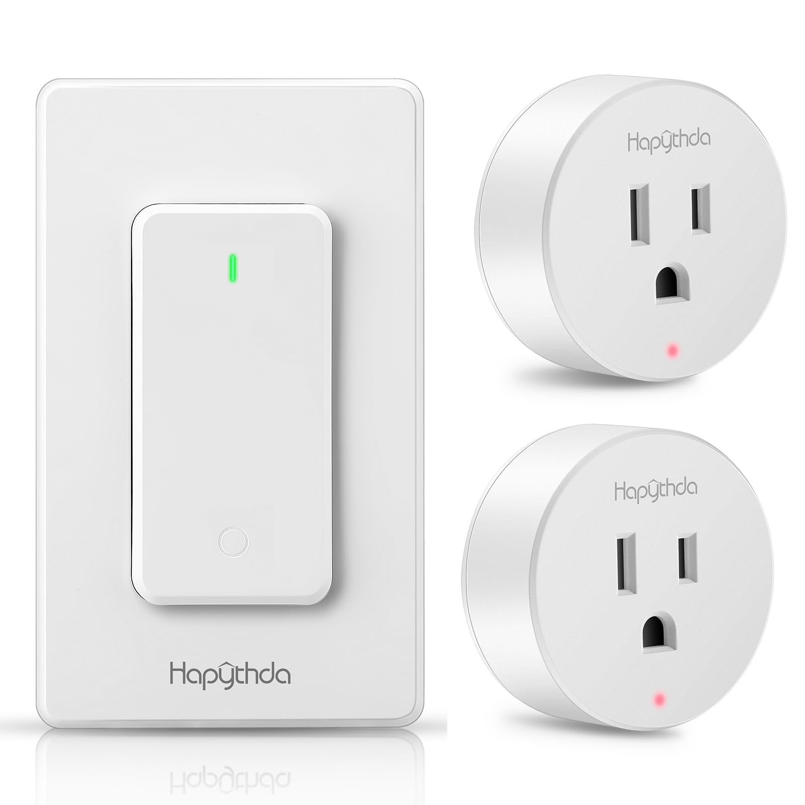 HAPYTHDA Remote Control Outlet, Wireless Wall Mounted Light Switch, 15A/1500W Remote Outlet for Light & Small Electrical Appliance, 100 Feet RF Range, Anti-Surge 4000V, 1 Remote and 2 Outlets