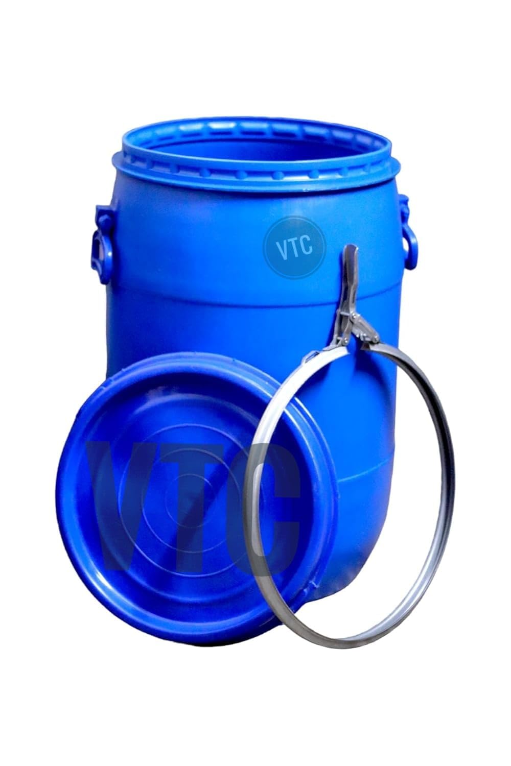 VTC SB Blue Plastic Water Storage Container Drum with Lockring: Unbreakable Jumbo Plus Drum, Multipurpose Barrel (50 Liters, Blue, HDPE)
