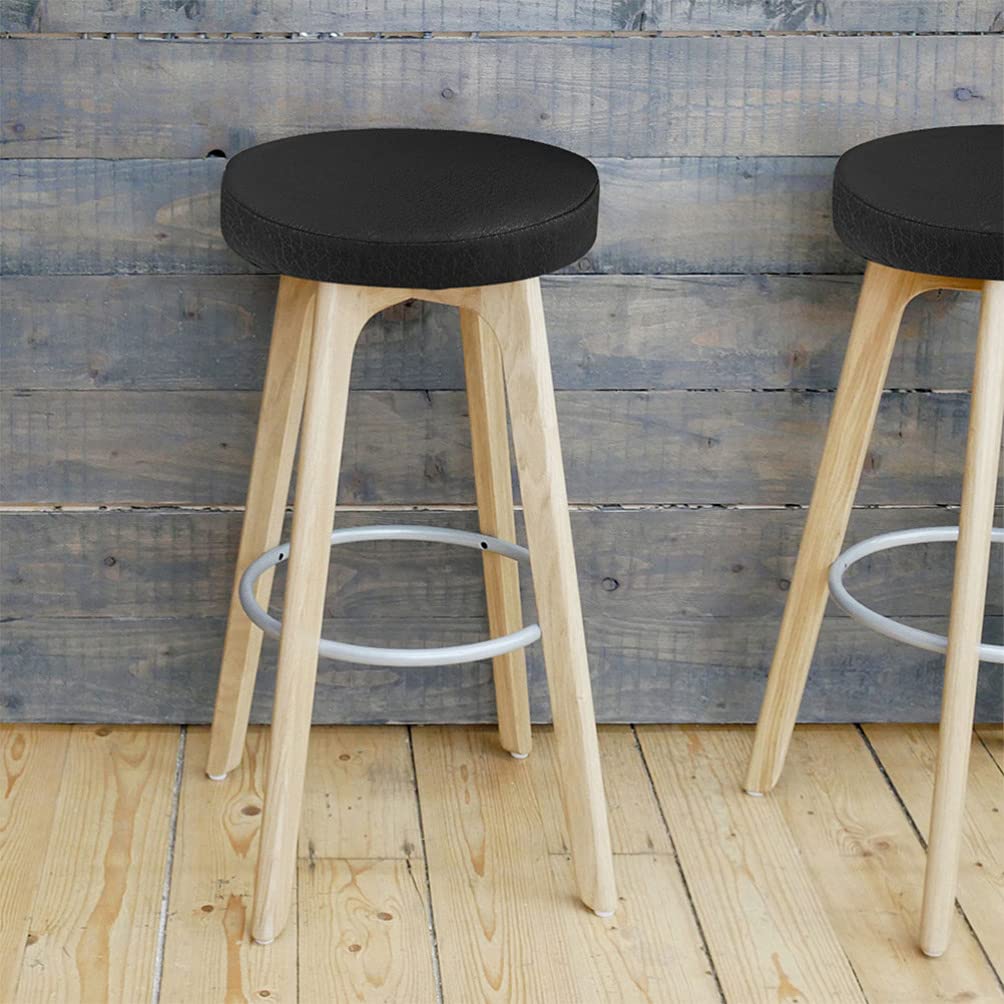 Healifty 2pcs Stretchy Round Bar Stool Covers PU Leather Round Chair Seat Covers Slipcover Washable Stool Cushion Elastic Bar Chair Covers for Dia 30cm