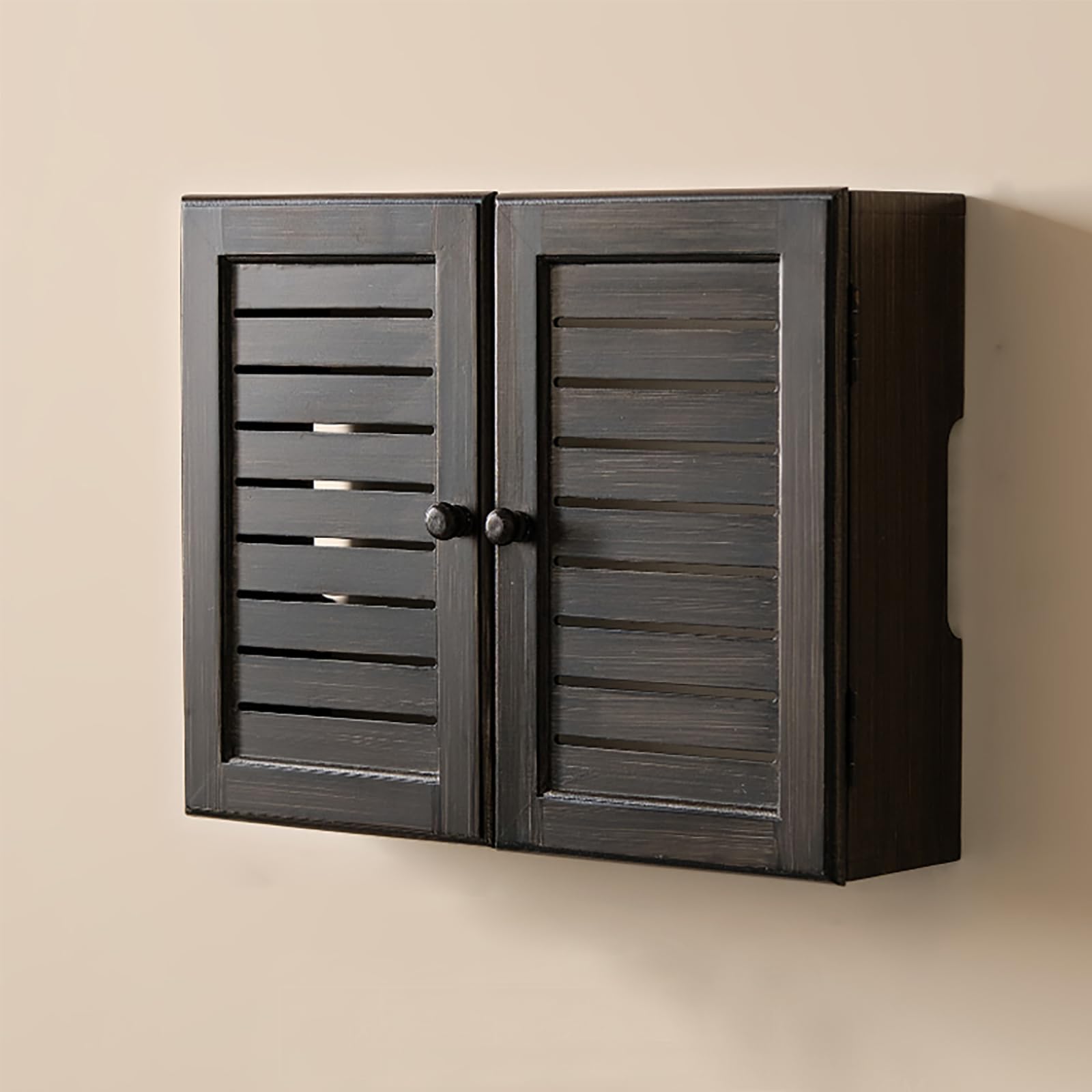 Armoire de rangement murale en bois pour routeur WiFi - Modem décoratif et boîte à câbles - Forte capacité de charge - Design rétro pour la maison et le bureau - 47 x 28 x 9,5 cm