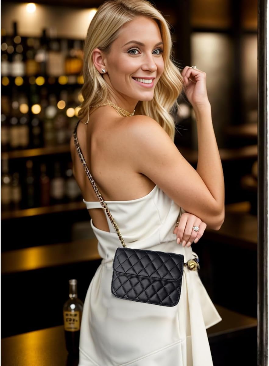 INNTURT Mini Belt Bag, Synthetic Leather Quilted Bags for Women Small Crossbody Bag Mini Bags for Women Trendy Accessories Small Black - Image 2