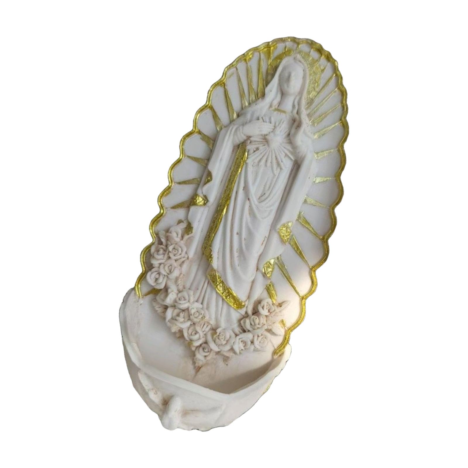 Sacred Resin Wall-Mounted Holy Basin Religious Ornament for Catholic Spaces and Entrance Decor Resin Holy Water Font Wall Hanging Sacred Catholic Figurine