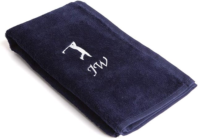 Personalised Golf Towel Navy Blue - Luxury Tri-Fold Any Name Towel Embroidered