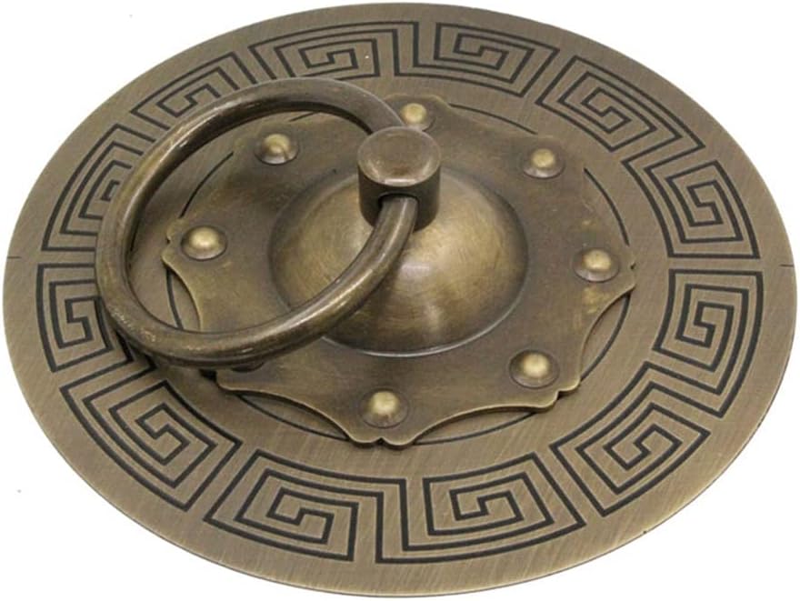 Large Door knocker,Oriental Decorative Brass Pull door handle Chinese Hardware Barn door Front door (Color : B, Size : Diameter18cm(7inch))