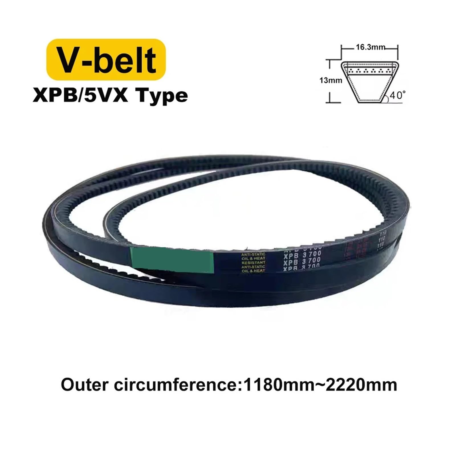Typ XPB 5VX Pasy transportowe zębate z napędem pasowym Raw Edge, gumowy pas transportowy 1180 mm-2220 mm(La 2020mm)