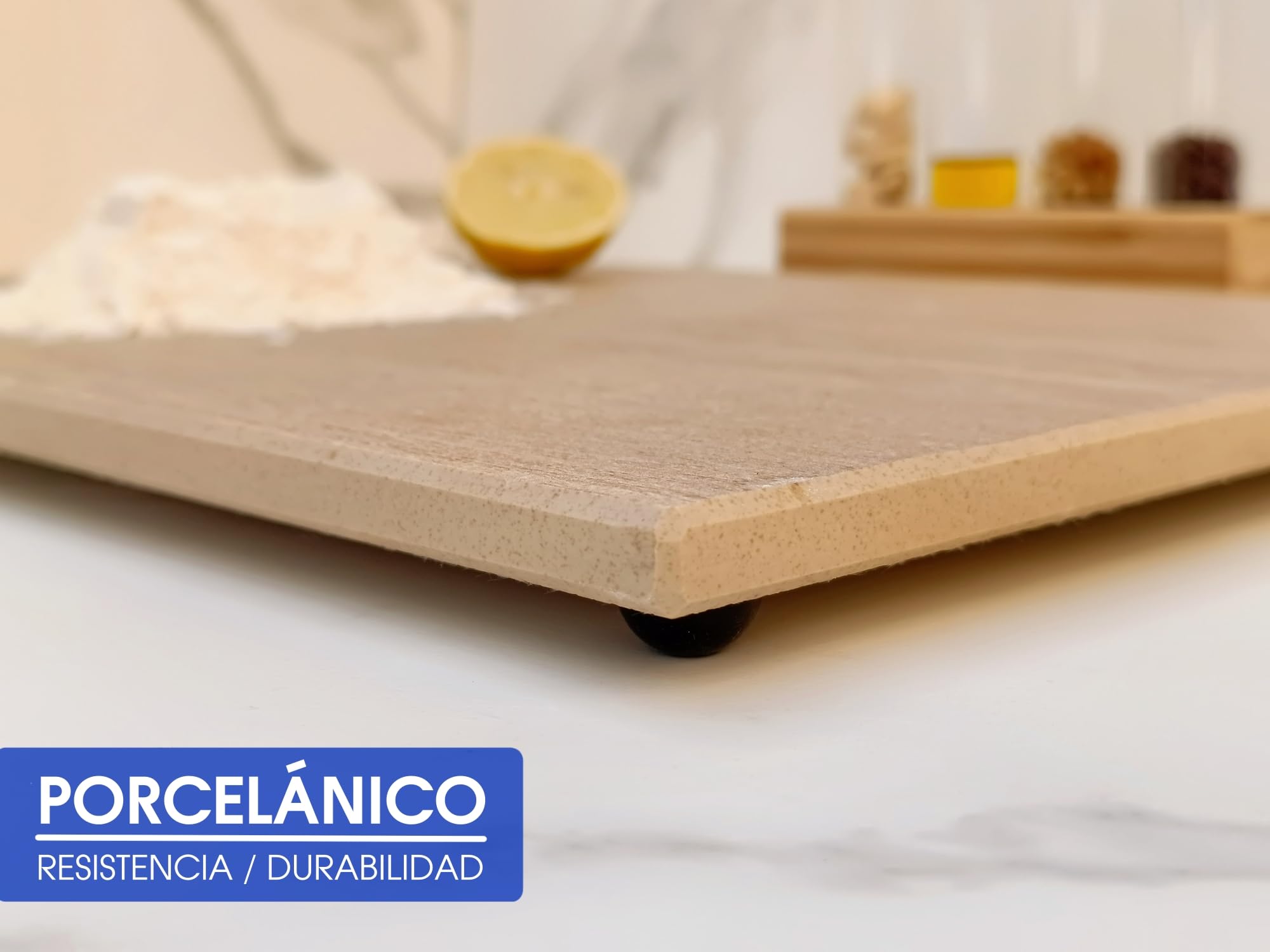 LOANE - Tabla Cortar Cocina - Tabla para Repostería y Amasar, Protector de Encimera, Antibacterial, Fácil de Limpiar, Resistente al Calor y Arañazos, Material Porcelánico (Roble)