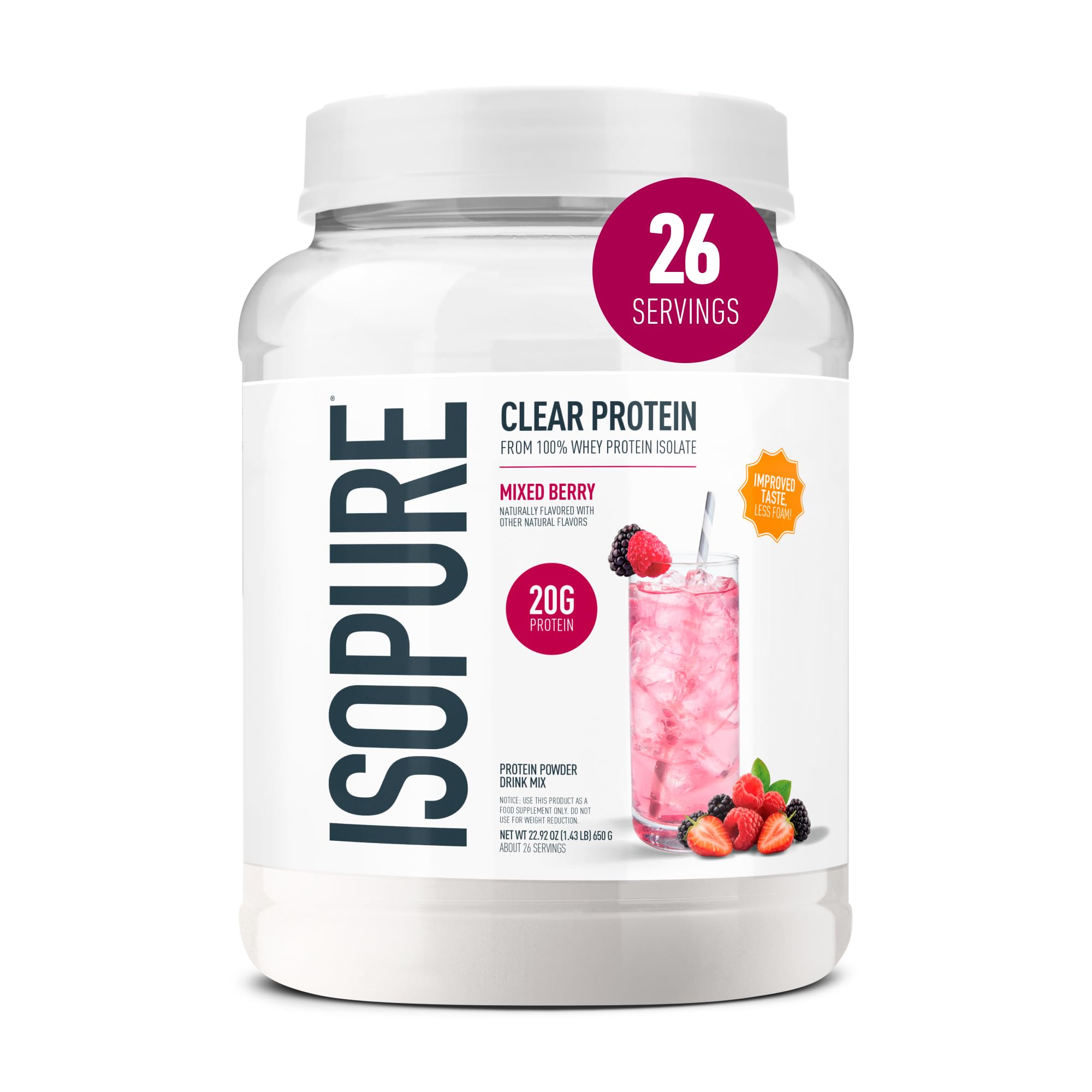 Isopure Clear Whey Isolate Protein Powder, Mixed Berry, 14 Serving — Amazon image 24
