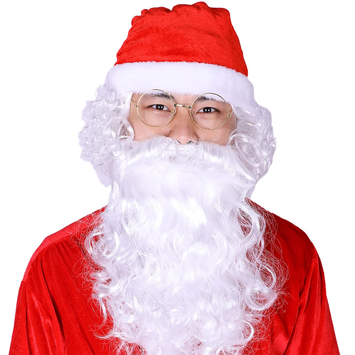 [フェークフェース] サンタコスプレ かつら+髭+帽子 3点セット クリスマス サンタクロース コスチューム 小道具 仮装グッズ ひげ サンタ帽子 サンタ衣装 変装グッズ レディース メンズ 子供兼用 フリーサイズ