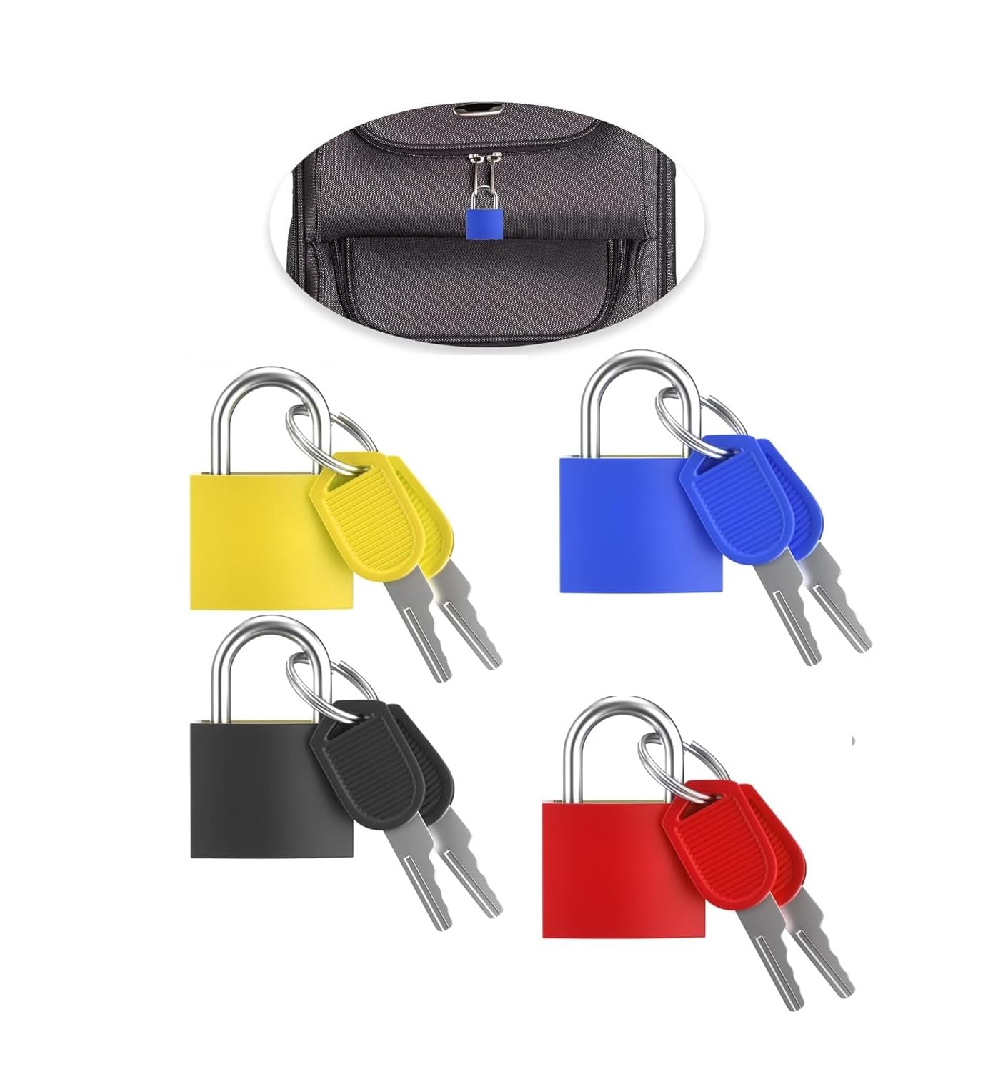 PUTHAK Pack of 4 Suitcase Locks, Suitcase Lock with Key, Luggage Lock with Key Padlock Small for Suitcase, Backpack, Bag, Locker, Diary (Colourful)-picture-20