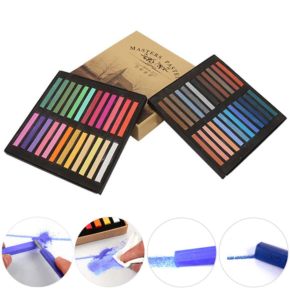 QANYEGN Highlighter Crayons: Hair Colo Sticks, Paint Chalk Set, Bright Colors, for Pastel Painting, Doodling(48 colors)