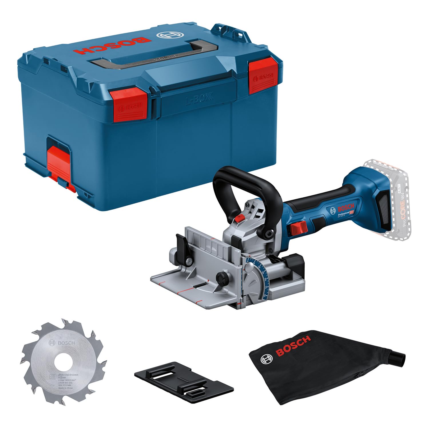 Bosch Professional 18V System Fresa universale a batteria GFF 18V-​22 (incl. fresa laterale Ø 105 mm, sacchetto raccoglipolvere, piastra clip, chiave perno, inserto, L-​BOXX, senza batteria/​caricabatt.)