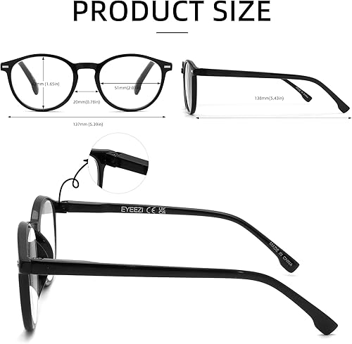 Miniatura 2 de Paquete de 5 lentes de lectura con bloqueo de luz azul para mujeres y hombres, bisagra de resorte UV400, lentes redondos para lectura de computadora