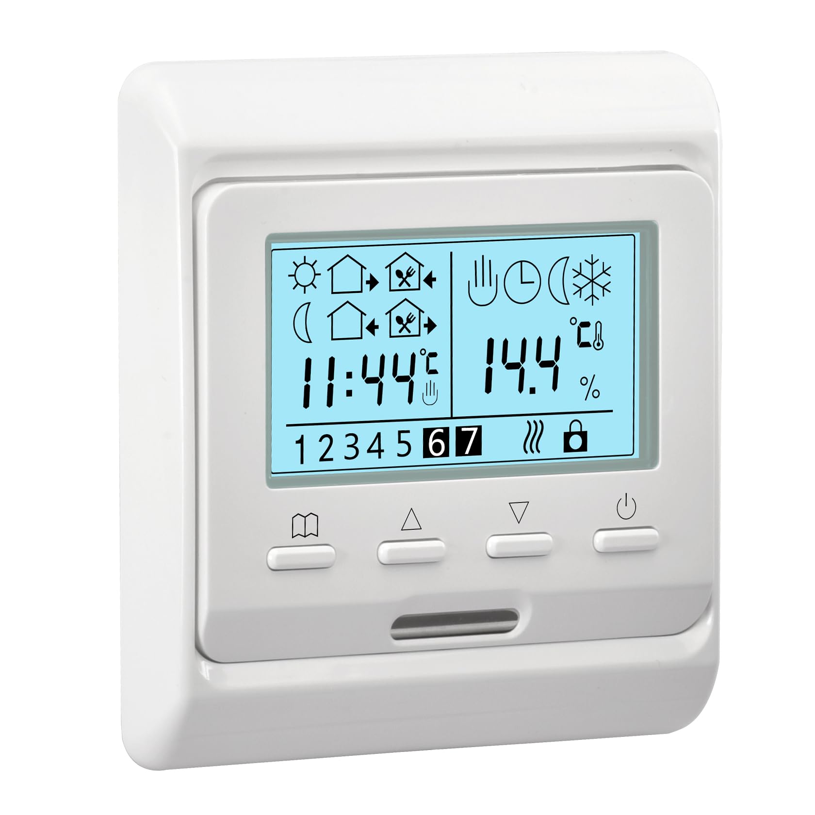 Heschen LCD Digital Termostato de programación semanal, HS-E806, 230VAC 3Amp, Controlador de termostatos de calefacción por Suelo Radiante, Apto para Sistemas de calefacción por Agua