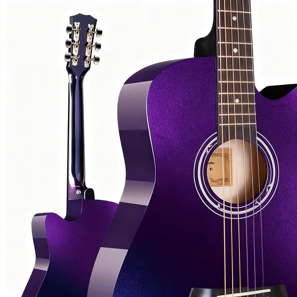 Gitara akustyczna dla początkujących z torbą na koncert, wycięta konstrukcja dla łatwej gry, idealna do nauki dorosłych i ćwiczeń muzyki ludowej