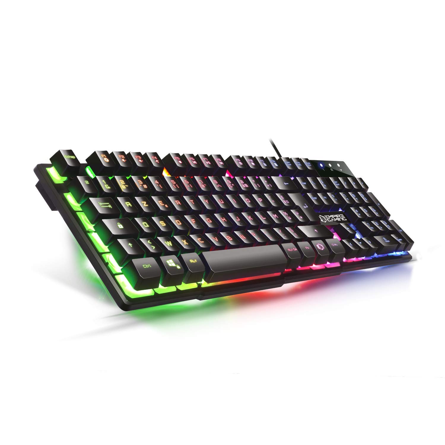 EMPIRE GAMING - Nowa klawiatura dla graczy K300 (Azerty) – 105 półmechanicznych klawiszy – podświetlenie RGB LED – 19 klawiszy Anti-Ghosting – 12 skrótów multimedialnych – przewodowa USB