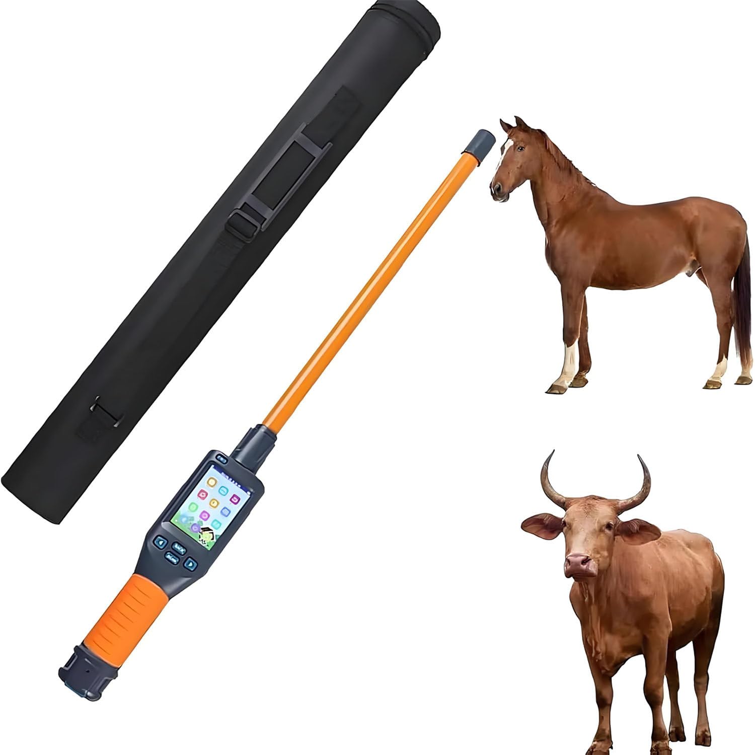 COAKUE Animal Ear Tag Stick Scanner for Farm Livestock, Animal Ear Tag Stick Scanner, LCD Display Id Chip Reader, FDX-B HDX EMID, 20000 Storage, 30s Auto Off