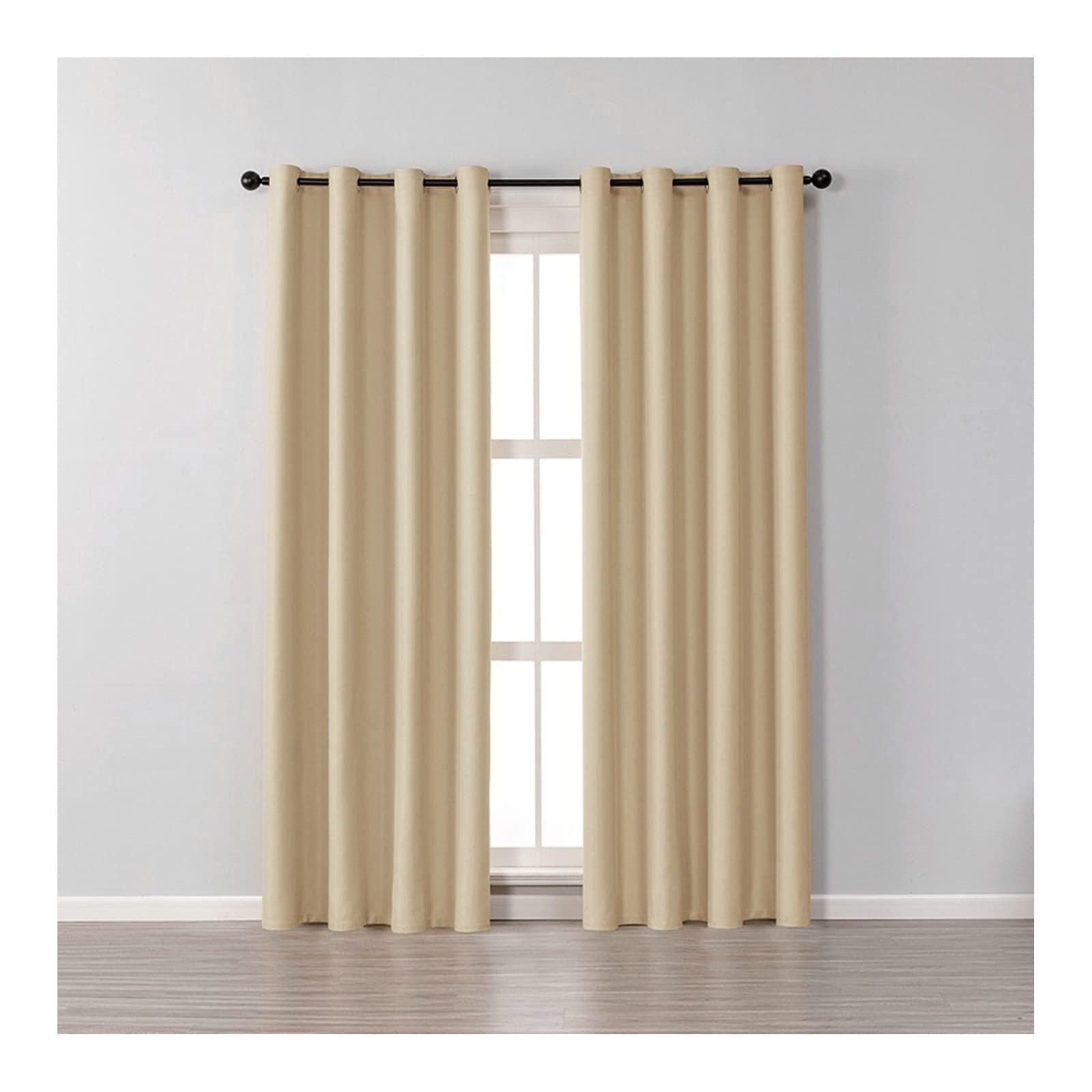 Rideau Occultant à Oeillets KnSam Jaune 2 Pièces 96x160 cm pour Fenêtre de Chambre