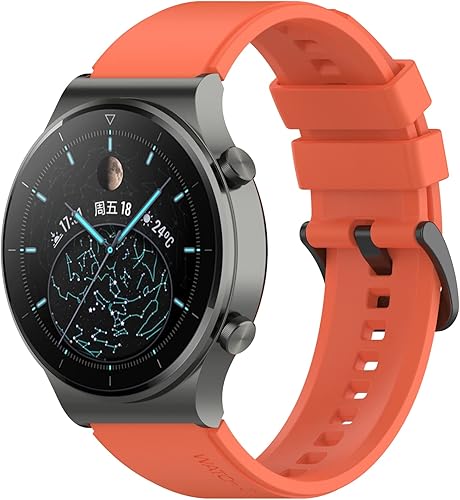 Correa de reloj oficial de 0.866in para Huawei GT 2 GT2 Pro, repuesto original de reloj inteligente para hombre (color naranja, tamaño para Huawei