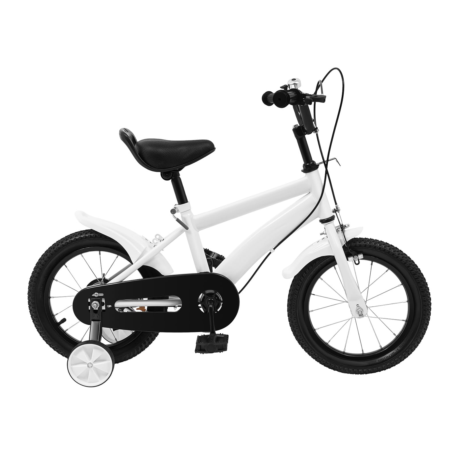 Bicicleta infantil de 14 pulgadas, bicicleta de aprendizaje a partir de 3 años, con ruedas de apoyo, bicicletas para niños y niñas, entretenimiento y ejercicio, color blanco