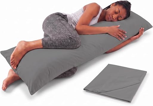 Snuggle-Pedic Body Pillow for Side Sleepers for Adults - Full Body Maternity Pillow Support Legs, Belly & HIPS - Shredded Memory Foam & Cooling Pregnancy Pillow Cover 20x54 Gray