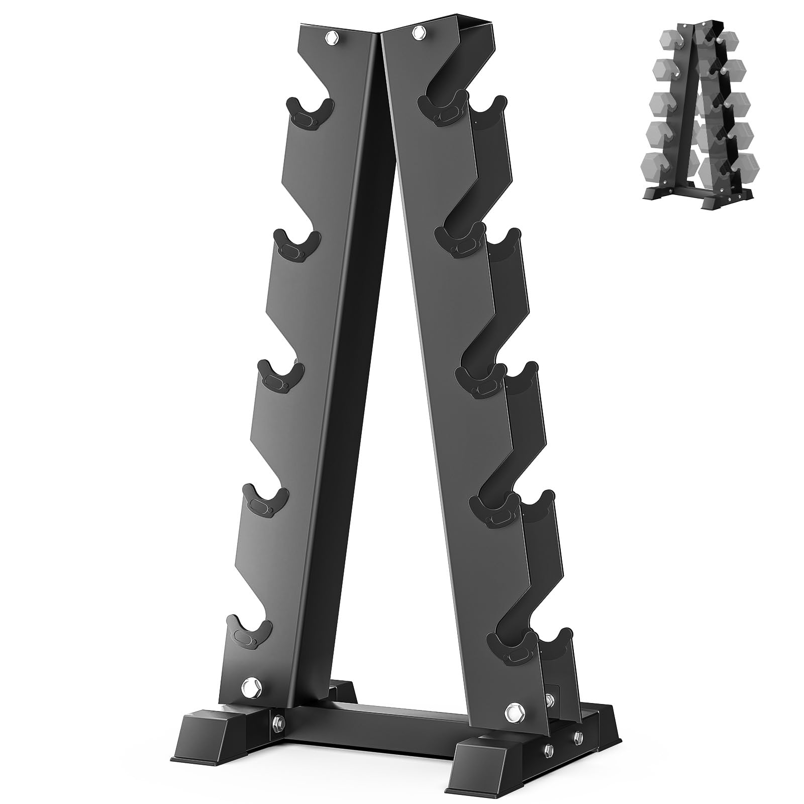 A-Frame Dumbbell Stand, Dumbbell Barbell Storage &amp; T Bar Row for Home Gym