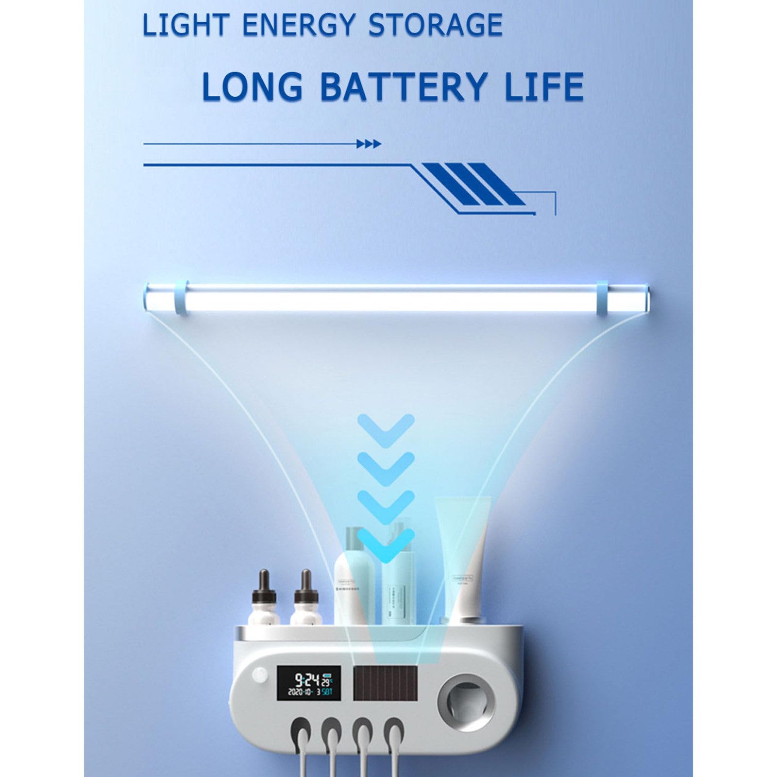 Dispensador de Pasta de Dientes montado en la Pared, esterilizador de Cepillo de Dientes Inteligente con Pantalla LED, Soporte para Cepillo de Dientes, Organizador de baño, Accesorios,A