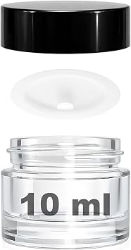 Afracam 10 ml Cam Kavanoz Şeffaf 10 cc Mini Krem Kavanozu Siyah Kapaklı Lip Balm 6 Adet