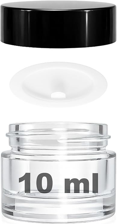 Afracam 10 ml Cam Kavanoz Şeffaf 10 cc Mini Krem Kavanozu Siyah Kapaklı Lip Balm 6 Adet