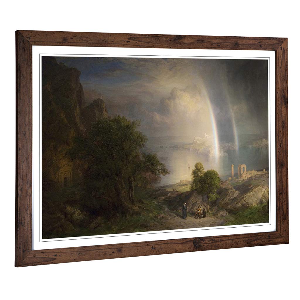 Big Box Art Framed Print of Frederic Edwin Church Aegean Sea Design | Wall Art Picture | Home Decor for Kitchen, Living Room, Bedroom, Hallway, Walnut, A2 / 24.5x18 Inch / 62x45cm