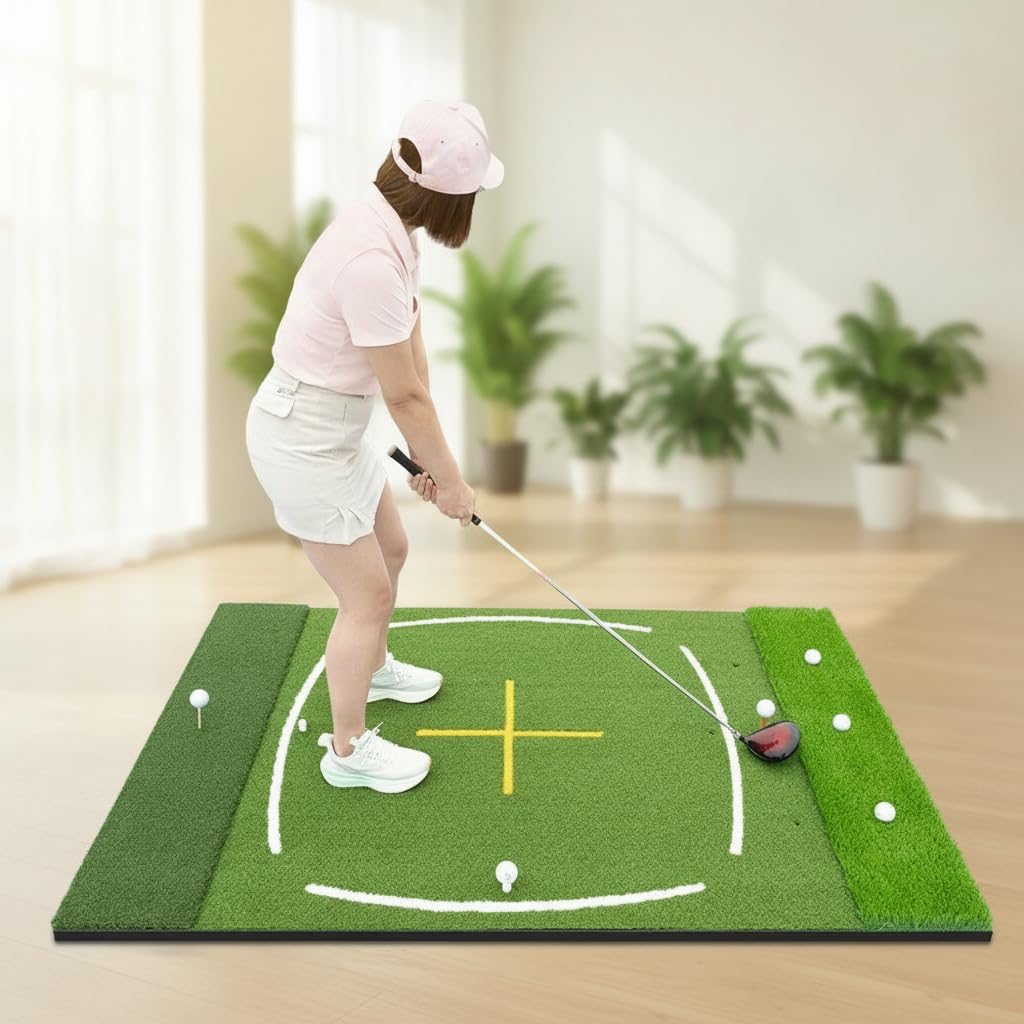 MERIGLARE Golf Swing con Alfombra de Césped Sintético Estructura Resistente Línea de Alineación Precisa y Almacenamiento Fácil Adecuado para Golfistas Avanzados