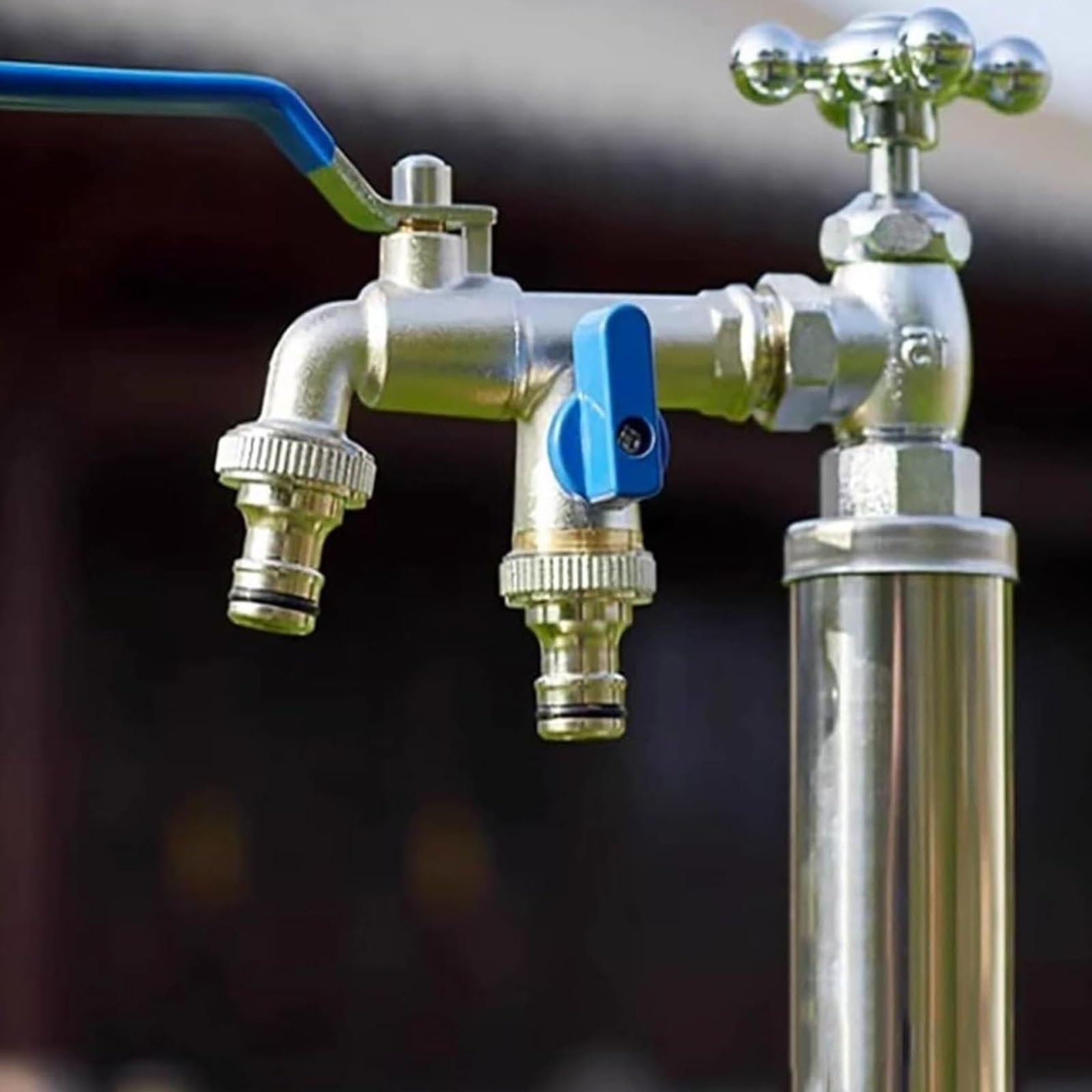 Colonne Verticale Cylindrique en Acier Inoxydable, Robinet d Jardin Résistant, Colonne d'eau de Jardin Autoportante avec Double Robinet, Borne d'eau Extérieure Antigel(80cm/31in)