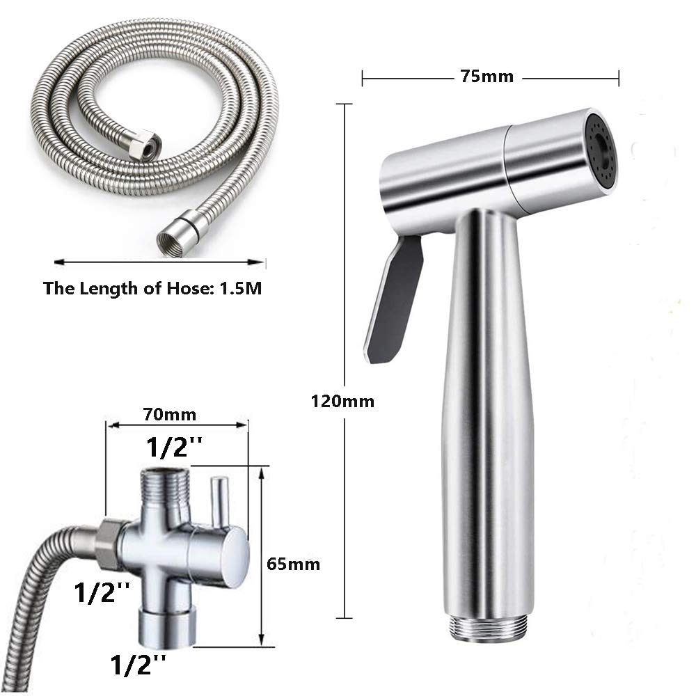 Doccia A Mano Per Bidet In Acciaio Inox - Getto Regolabile Con Tubo E Gancio - Foto 3