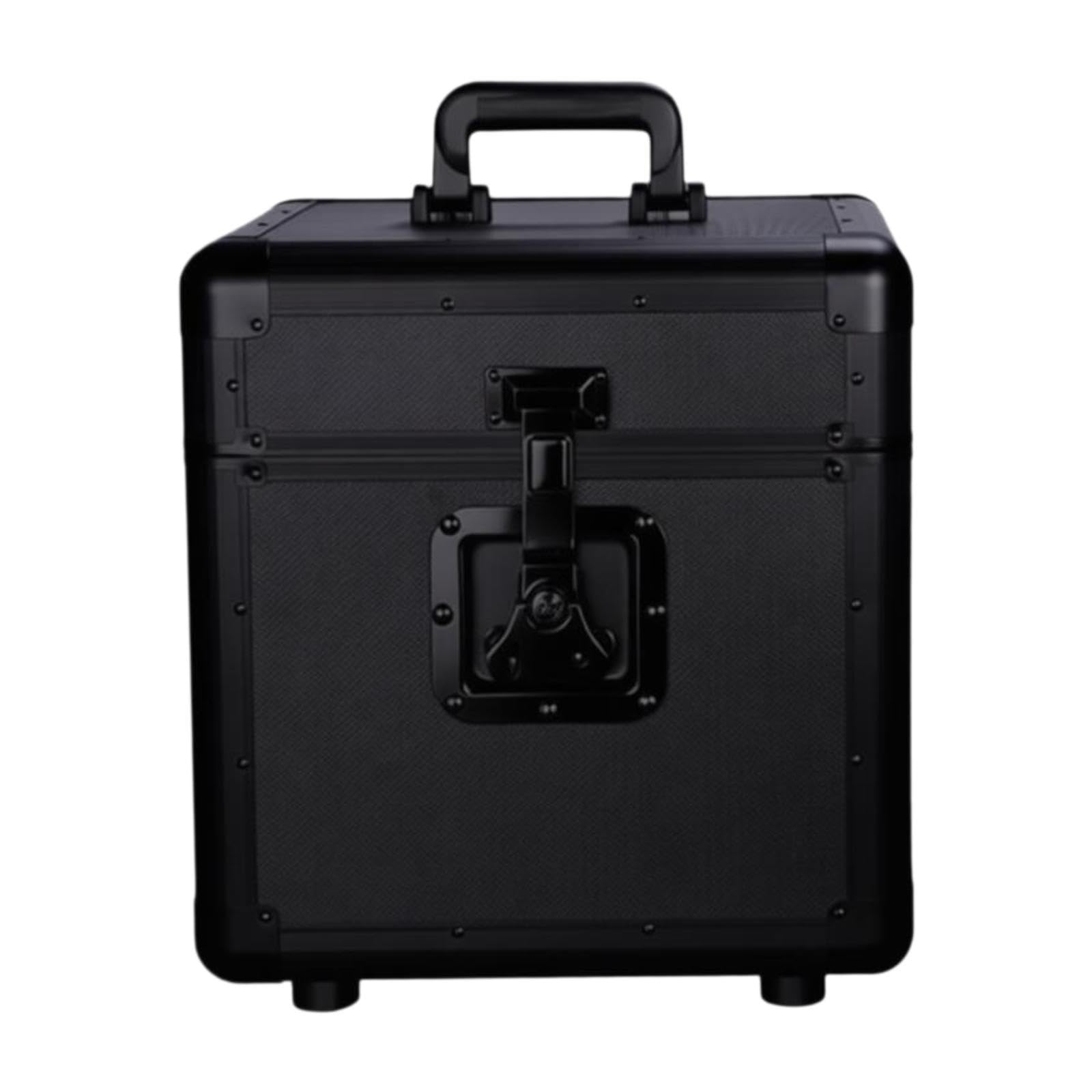 Generic Scatola Porta Dischi in Vinile, Resistente, Pratica, in Lega di Alluminio Ad Alte Prestazioni, Ideale Come Regalo, L Tutto Nero