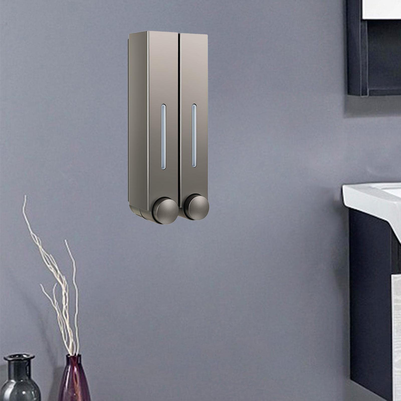 Dispensador de Jabón de Plástico para Montaje en Pared con Depósito, Ventana de Visualización. Ideal para Oficinas, Restaurantes, Aseos Y Baño,