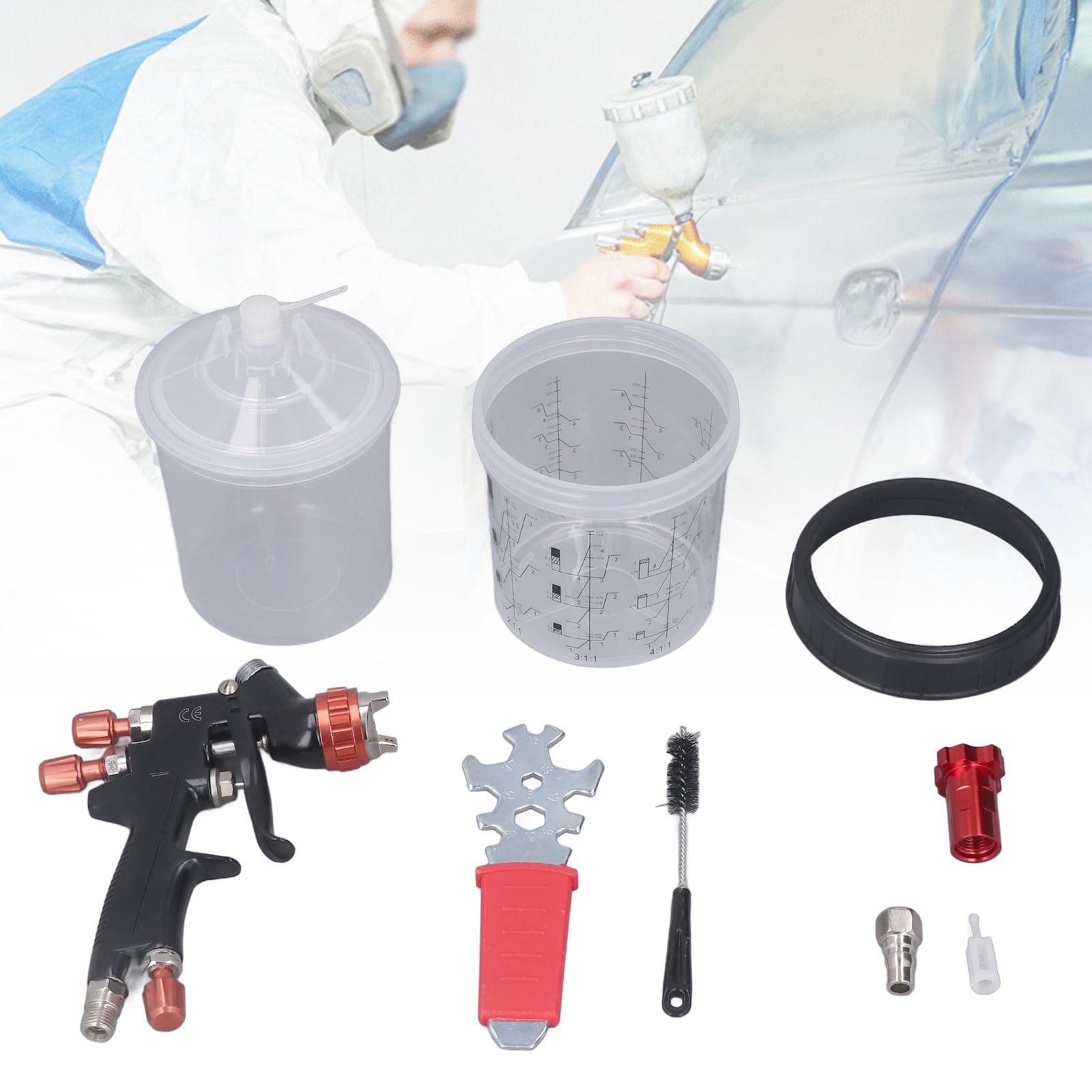 Pistolet Natryskowy, Pistolet Do Malowania Natryskowego, Profesjonalny Pistolet Natryskowy Z Regulacją Amplitudy Z Korpusem Ze Stopu Aluminium I Głowicą Ze Stali Nierdzewnej Do Precyzyjnego Malowania
