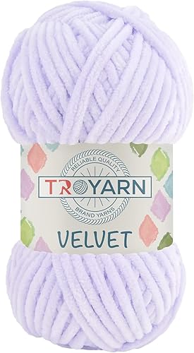Troyarn Hilo de terciopelo de chenilla para manta de bebé, hilo amigurumi, para tejer y tejer, súper voluminoso, 3.53 oz (132 yardas) (10115 - lila)