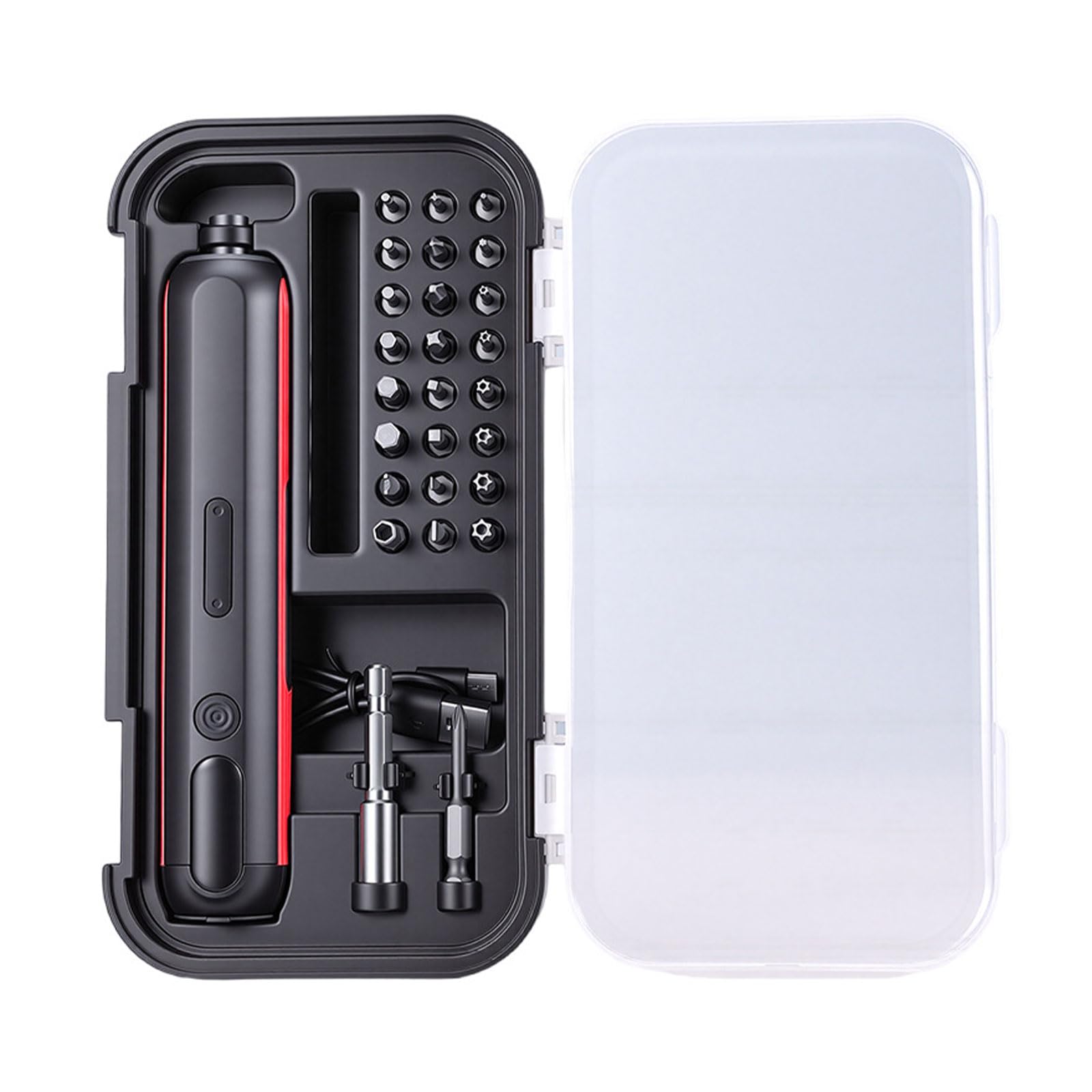 Portable 4V Electric Screwdriver Set with 25 Bits and Comfortable Grip for Various Tasks Electronic Device Repairs USB Rechargeable Screwdriver