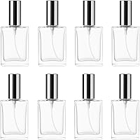 ROHIJALE 8 Pack 15ml Clear Glass Perfume Spray Bottles with Silver Caps - Refillable Fine Mist Atomizers for Essential Oils, Fragrances & DIY