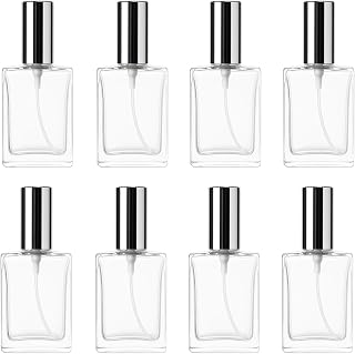ROHIJALE 8 Pack 15ml Clear Glass Perfume Spray Bottles with Silver Caps - Refillable Fine Mist Atomizers for Essential Oils, Fragrances & DIY