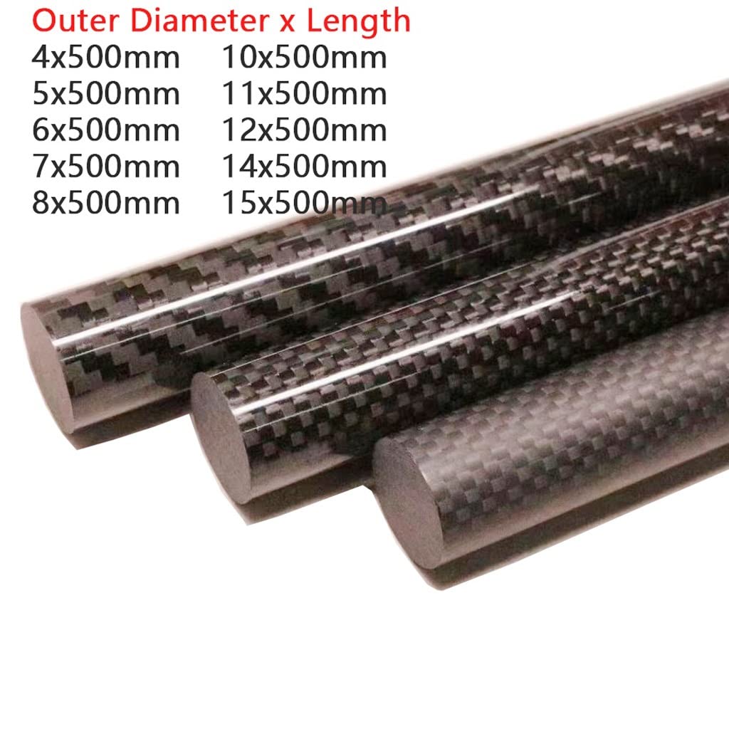 Tubo in fibra di carbonio, Asta tubolare in fibra di carbonio 3K, lunghezza 500 mm, liscia e lucida, diverse misure(6mm Plain Glossy)